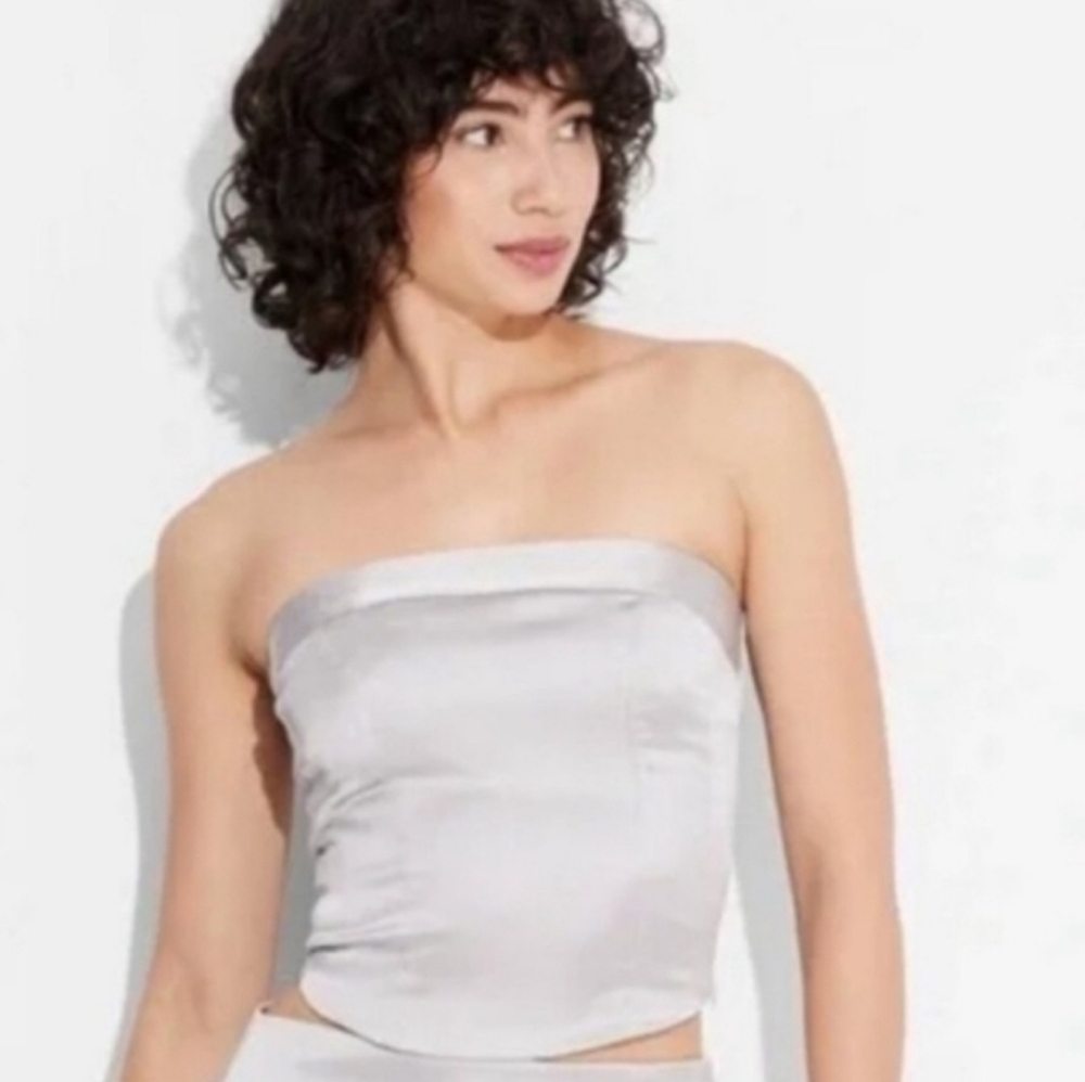 ❤️10/$10 New Elegant Silver Strapless Top